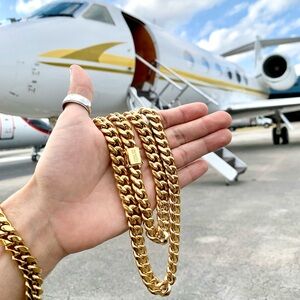 REAL 18K GOLD CUBAN LINK CHAIN NECKLACE DE ROSSI MADE IN ITALY LIFETIME WARRANTY